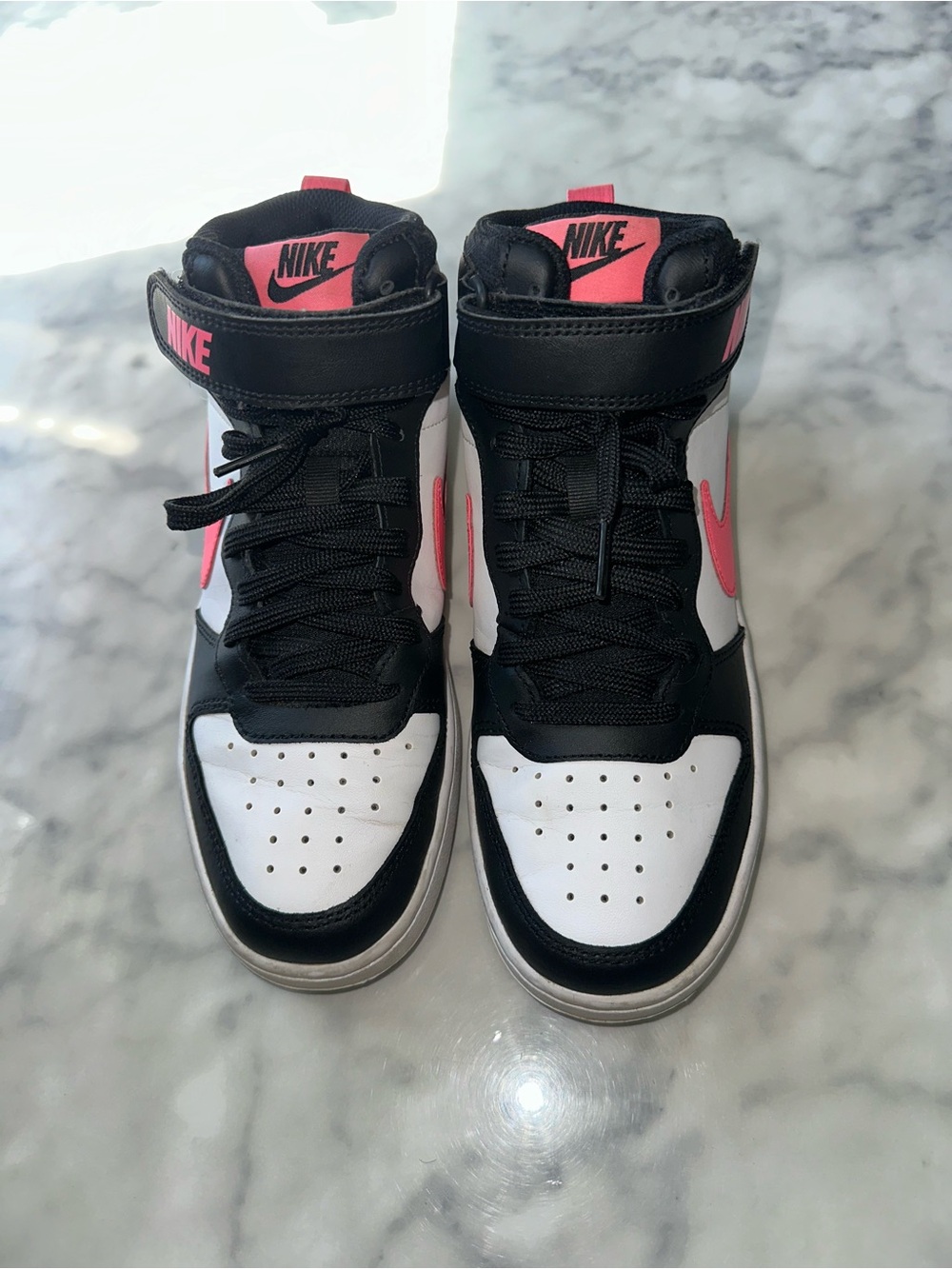Nike High-Top Sneakers in Black, White & Hot Pink - Picture 3 of 6